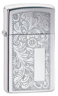 Zippo Lighter - Slim Venetian High Polish Chrome Zippo Zippo   