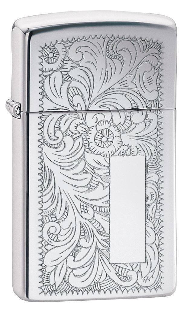 Zippo Lighter - Slim Venetian High Polish Chrome Zippo Zippo   