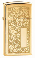 Zippo Lighter - Slim Venetian High Polish Brass Zippo Zippo   