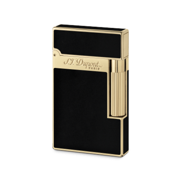 S.T. Dupont Ligne 2 Gold/Brass Finishes Lighter S.T. Dupont Black Natural Lacquer & Yellow Gold Finish  