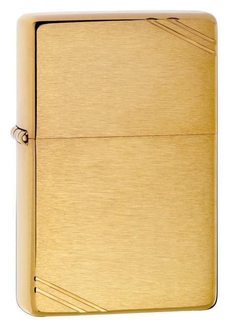 Zippo Lighter - Vintage Brushed Brass w/ Slashes Zippo Zippo   