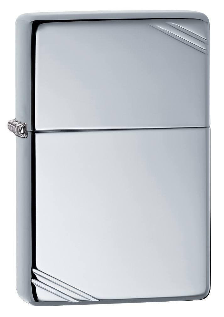 Zippo Lighter - Vintage High Polish Chrome w/ Slashes Zippo Zippo   