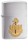 Zippo Lighter - Navy Anchor Brushed Chrome Zippo Zippo   