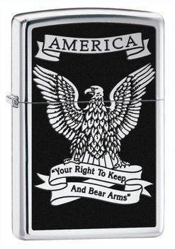 Zippo Lighter - Right to Keep & Bear Arms High Polish Chrome Zippo Zippo   