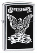Zippo Lighter - Right to Keep & Bear Arms High Polish Chrome Zippo Zippo   