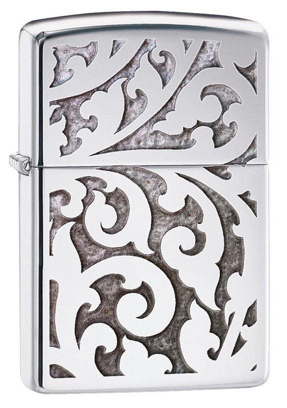 Zippo Lighter - Filigree High Polish Chrome Zippo Zippo   
