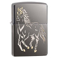 Zippo Lighter - Running Horse Black Ice Finish Zippo Zippo   