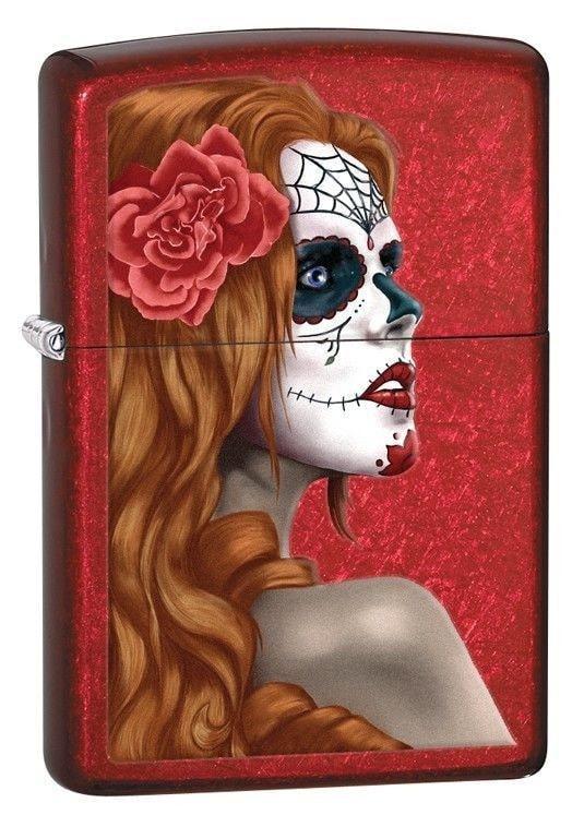 Zippo Lighter - Day of the Dead Candy Apple Red Zippo Zippo   