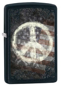 Zippo Lighter - Peace on American Flag Black Matte Zippo Zippo   