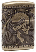 Zippo Lighter - Steampunk Skull Antique Brass Zippo Zippo   