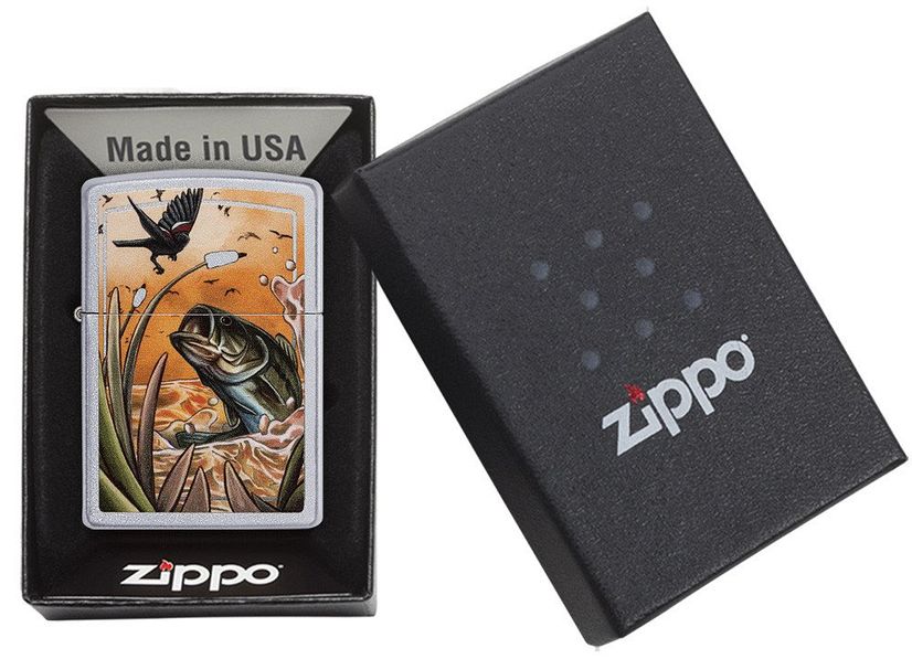 Zippo Lighter - Bass Bird on a Street Chrome Finish Zippo Zippo   