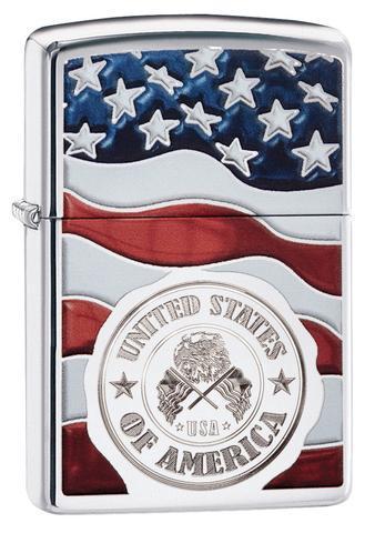 Zippo Lighter - American Stamp On Flag Zippo Zippo   
