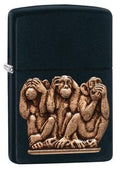 Zippo Lighter - Three Monkeys Black Matte Zippo Zippo   