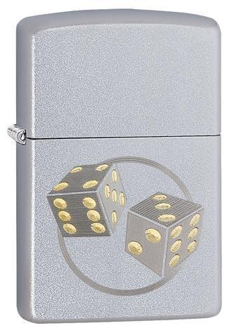 Zippo Lighter - Dice Satin Chrome Zippo Zippo   