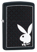 Zippo Lighter - Playboy w/ Curved Diamond Pattern Black Matte Zippo Zippo   