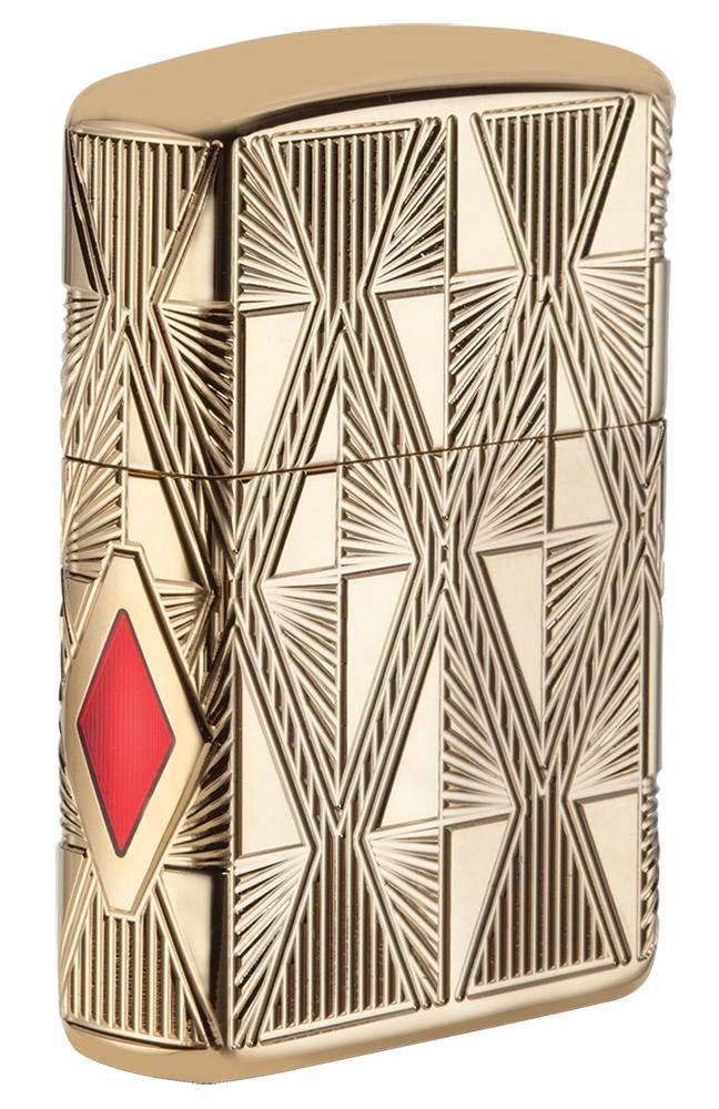 Zippo Lighter - Luxury Diamond Armor High Polish Gold Zippo Zippo   