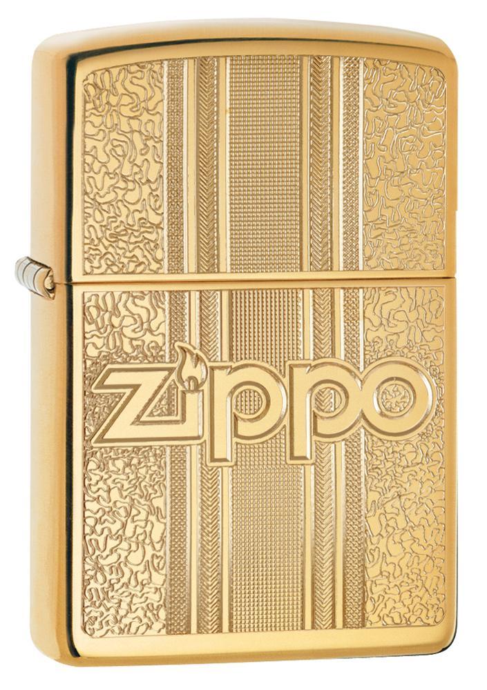 Zippo Lighter - Ornamental like Pattern w/ Zippo Stamp on High Polish Brass Zippo Zippo   