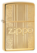 Zippo Lighter - Ornamental like Pattern w/ Zippo Stamp on High Polish Brass Zippo Zippo   