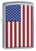 Zippo Lighter - Patriotic American Flag Street Chrome Zippo Zippo   