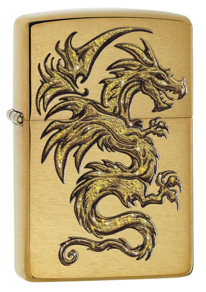 Zippo Lighter - Golden Dragon brushed brass Zippo Zippo   