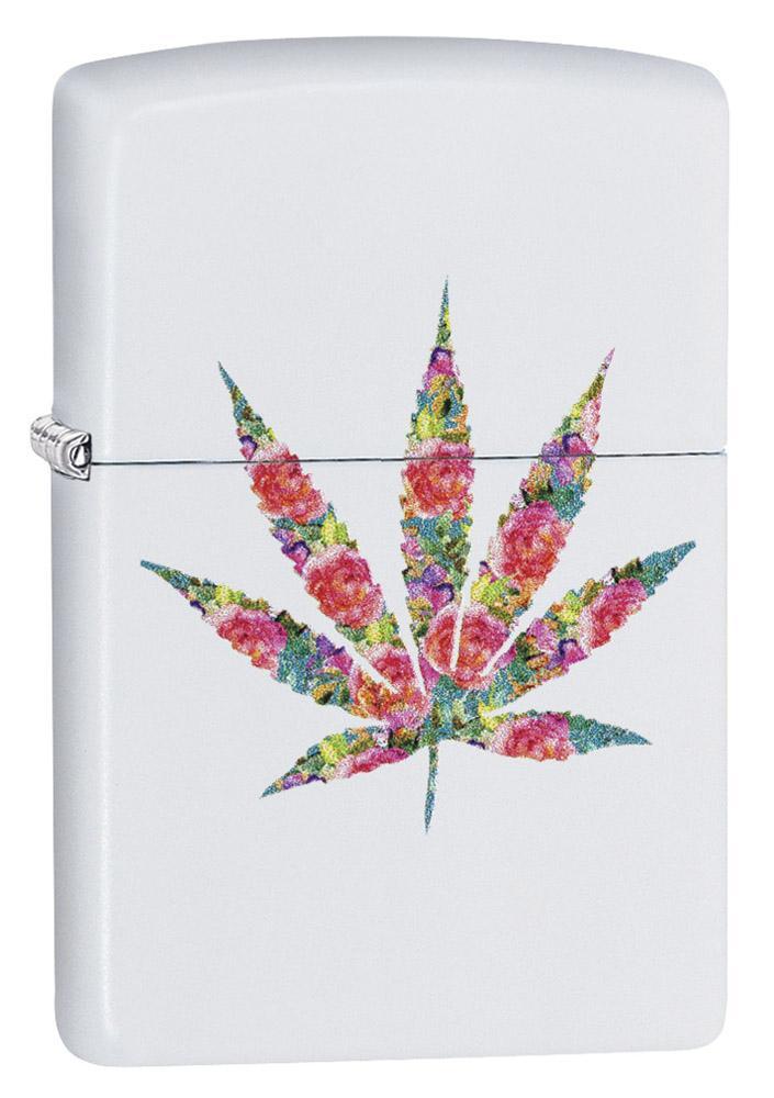 Zippo Lighter - Floral Weed White Matte Zippo Zippo   