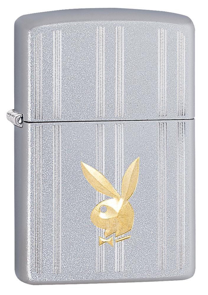 Zippo Lighter - Playboy Brass Bunny Satin Chrome Zippo Zippo   