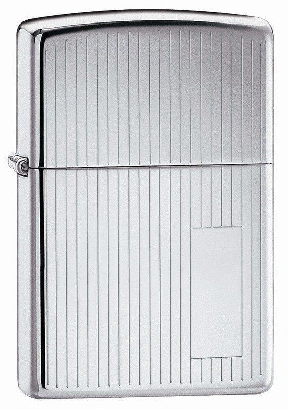 Zippo Lighter - Engine Turned High Polish Chrome Zippo Zippo   