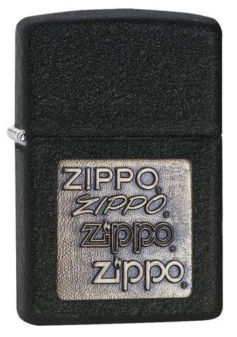 Zippo Lighter - Black Crackle Gold Zippo Logo Zippo Zippo   