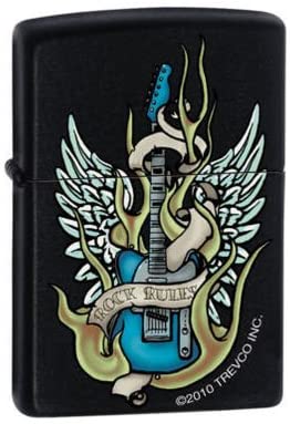 Zippo Lighter - Rock Rules Winged Guitar Zippo Zippo   