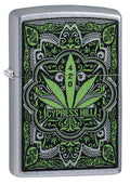 Zippo Lighter - 420 Cypress Hill Leaf Street Chrome Zippo Zippo   