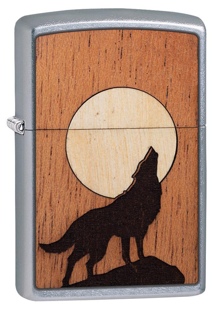 Zippo Lighter - Woodchuck Howling Wolf Street Chrome Zippo Zippo   