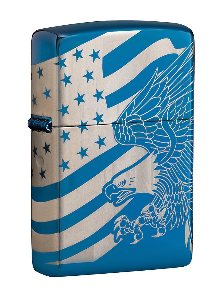 Zippo Lighter - Patriotic MultiCut High Polish Blue Zippo Zippo   