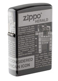 Zippo Lighter - Newsprint MultiCut Black Ice Zippo Zippo   