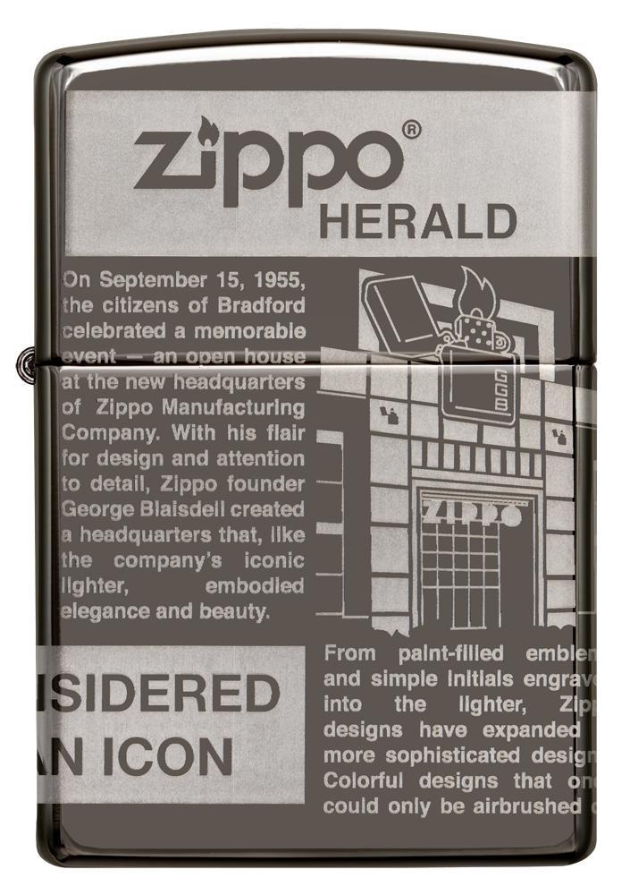 Zippo Lighter - Newsprint MultiCut Black Ice Zippo Zippo   