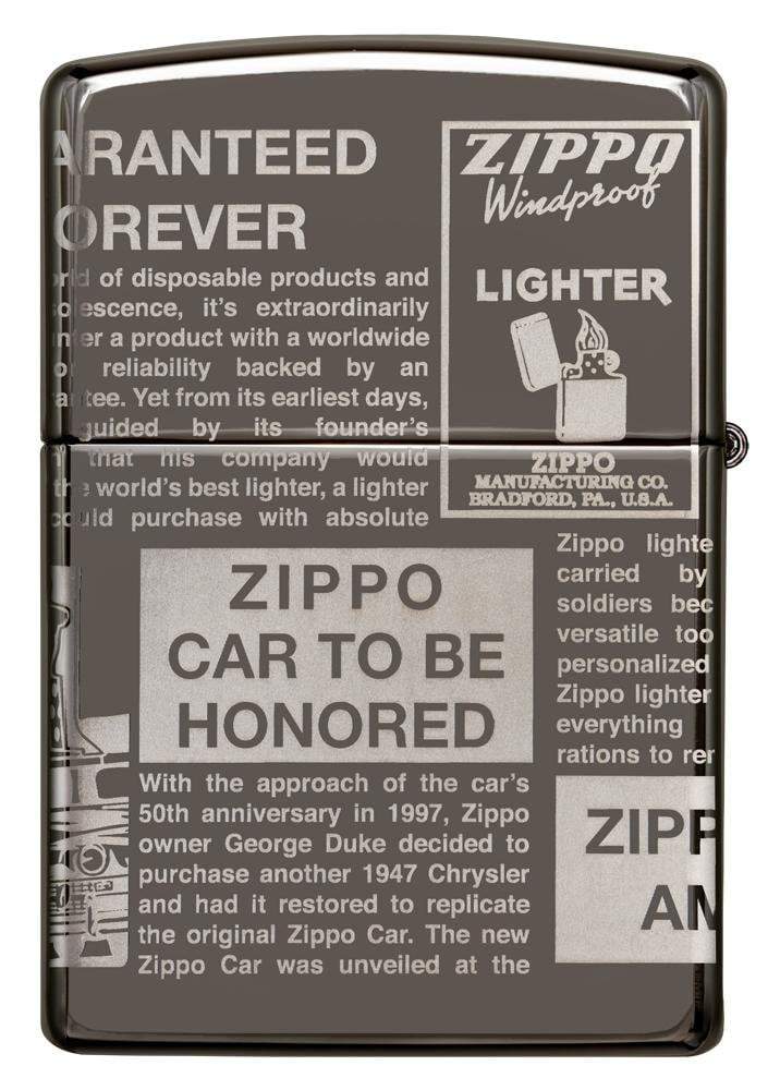 Zippo Lighter - Newsprint MultiCut Black Ice Zippo Zippo   