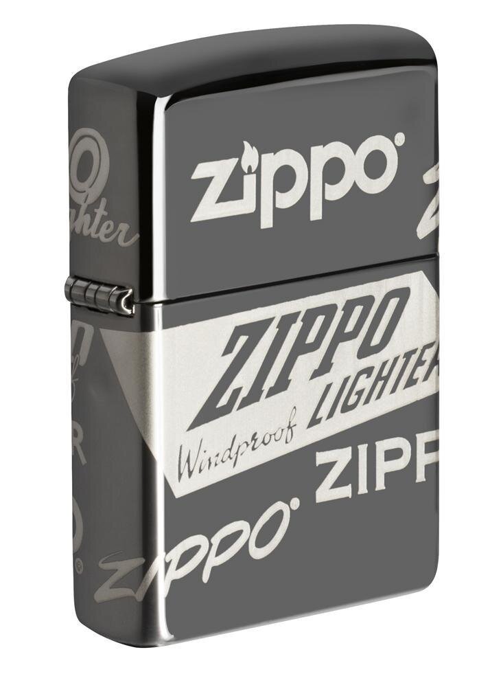 Zippo Lighter - Multi Zippo Logos Black Ice Zippo Zippo   