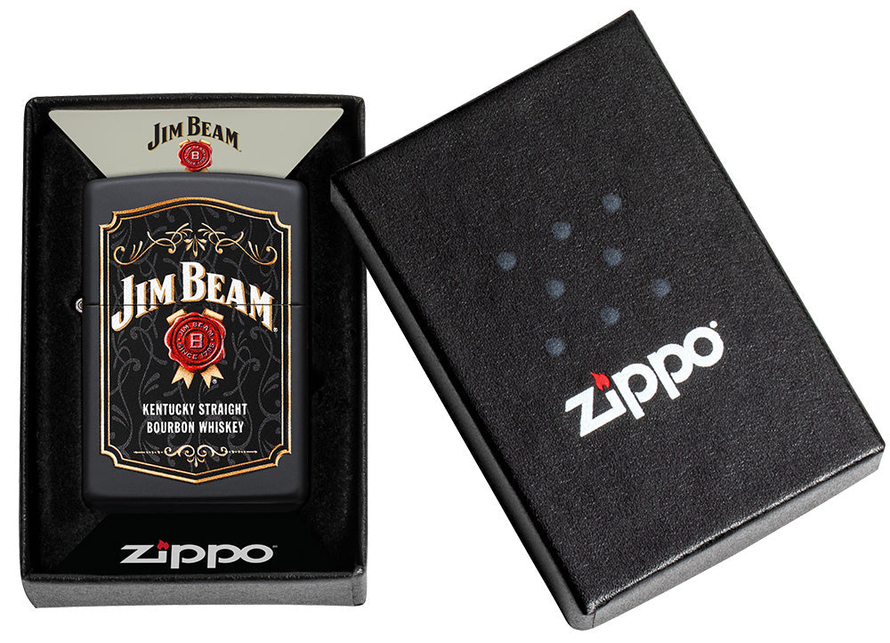 Zippo Lighter - Jim Beam Label on a Black Matte Finish Zippo Zippo   