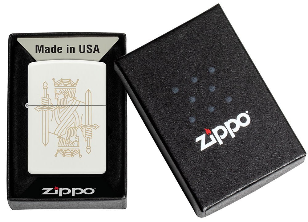 Zippo Lighter - King Queen on Regal White Matte Finish Zippo Zippo   