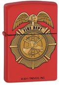 Zippo Lighter - Red Fire Dept. Badge Zippo Zippo   