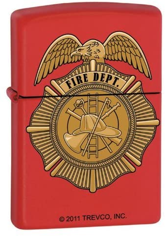 Zippo Lighter - Red Fire Dept. Badge Zippo Zippo   