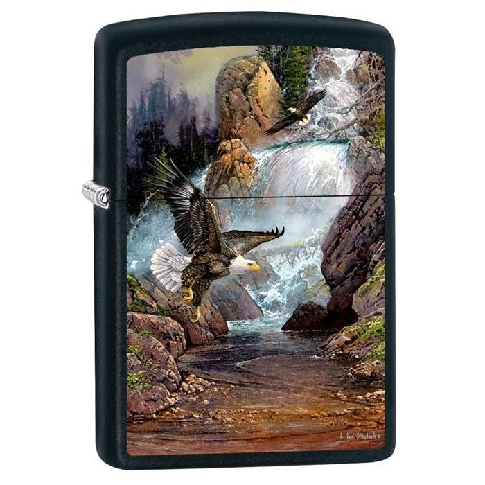 Zippo Lighter - Cascade Eagle by Blaylock Black Matte Zippo Zippo   