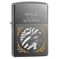 Zippo Lighter - Proud To Be A Veteran Black Ice Zippo Zippo   
