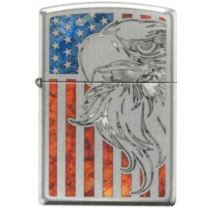 Zippo Lighter - Eagle Flag Fuzion High Polish Chrome Zippo Zippo   