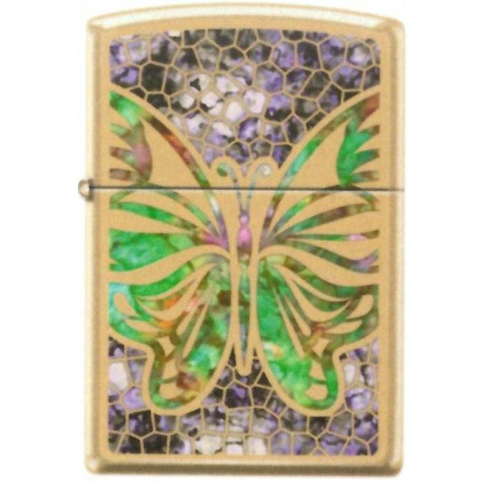 Zippo Lighter - Butterfly Fuzion High Polish Brass Zippo Zippo   