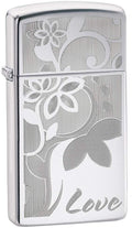 Zippo Lighter - Slim Love and Flowers Zippo Zippo   