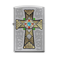 Zippo Lighter - Celtic Cross High Polish Chrome Zippo Zippo   