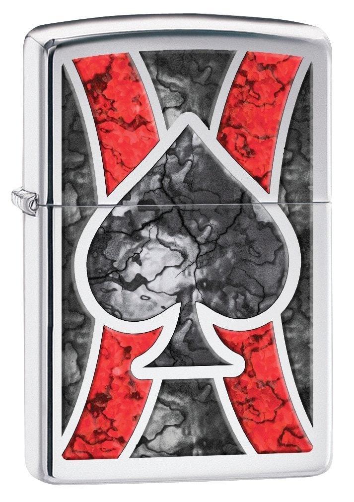 Zippo Lighter - Stained Glass Ace of Spade High Polish Chrome Fusion Zippo Zippo   