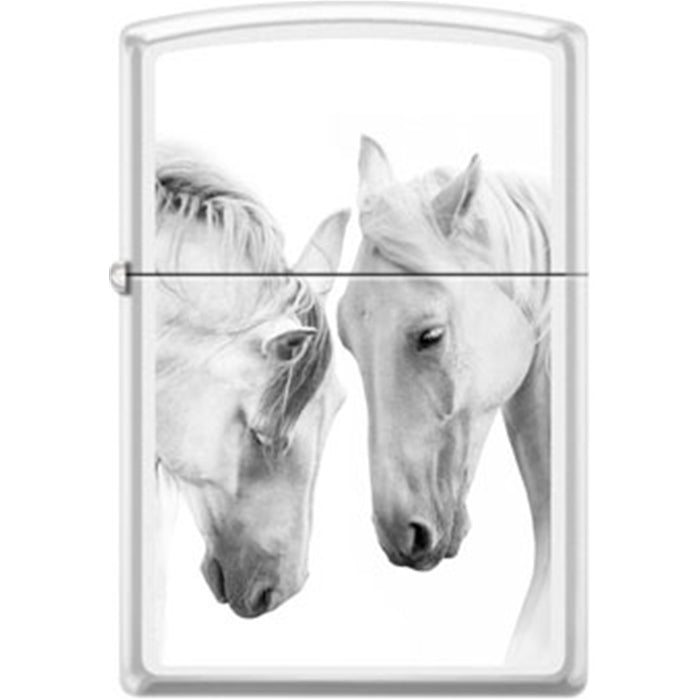 Zippo Lighter - Horses white matte Zippo Zippo   