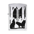 Zippo Lighter - Wolves in Forest High Polish Chrome Zippo Zippo   