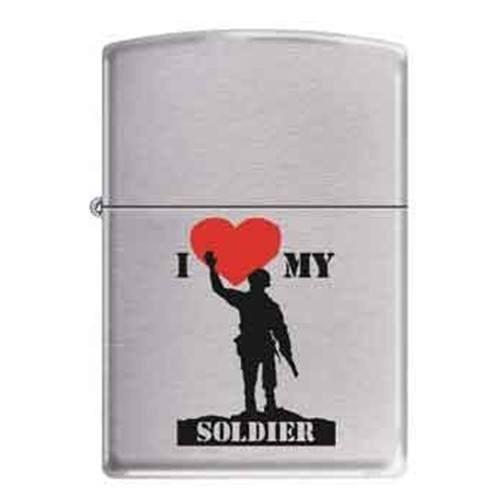 Zippo Lighter - I Love My Soldier Brushed Chrome Zippo Zippo   